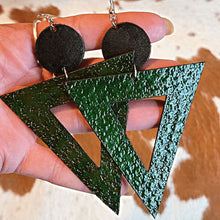 Load image into Gallery viewer, Large Geometric Camo Triangle Leather Earrings - Designodeal
