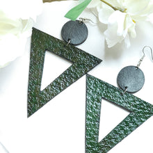 Load image into Gallery viewer, Large Geometric Camo Triangle Leather Earrings - Designodeal
