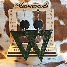 Load image into Gallery viewer, Large Geometric Camo Triangle Leather Earrings - Designodeal
