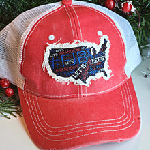 Load image into Gallery viewer, Lets Go Brandon FJB USA Map Word Art Raggedy Hat Patch - Designodeal
