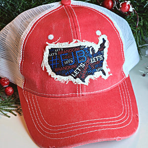 Lets Go Brandon FJB USA Map Word Art Raggedy Hat Patch - Designodeal