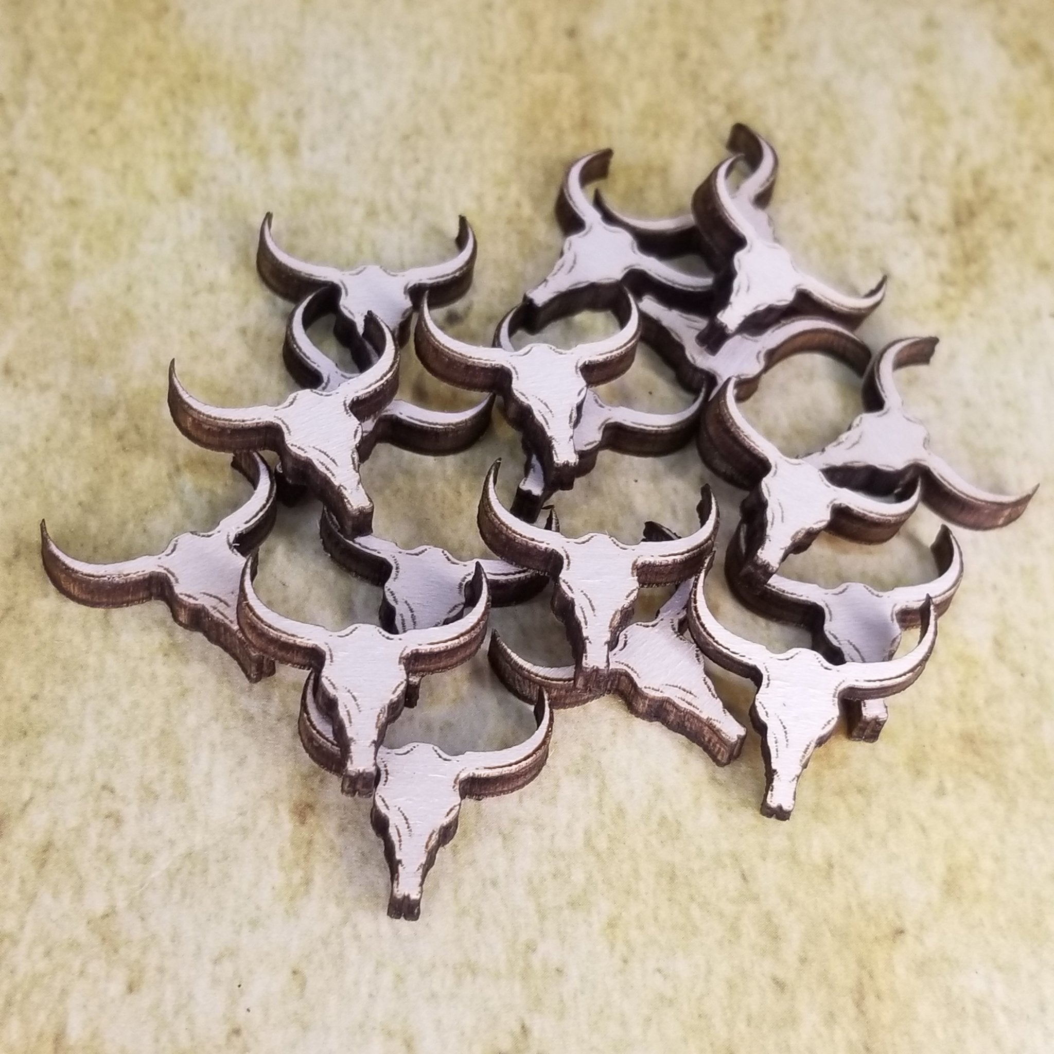 Longhorn Skull Wood Stud Earring Blanks and Wood Confetti - Designodeal