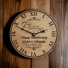 Load image into Gallery viewer, Love Like Ours Will Stand The Test of Time Wedding Anniversary Clock - Designodeal
