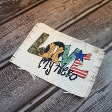 Load image into Gallery viewer, Love My Hero Sublimated Raggedy Hat Patches ~ 100% Polyester - Designodeal
