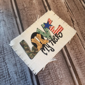 Love My Hero Sublimated Raggedy Hat Patches ~ 100% Polyester - Designodeal