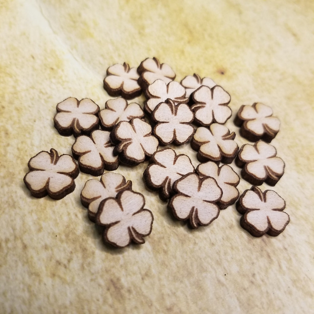 Lucky Shamrock 4 Leaf Clover Wood Stud Earring Blanks and Wood Confetti - Designodeal