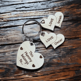 This Mom Belongs To personalized keychain with wood heart charms for mom and kids perfect for Mother's Day gifts