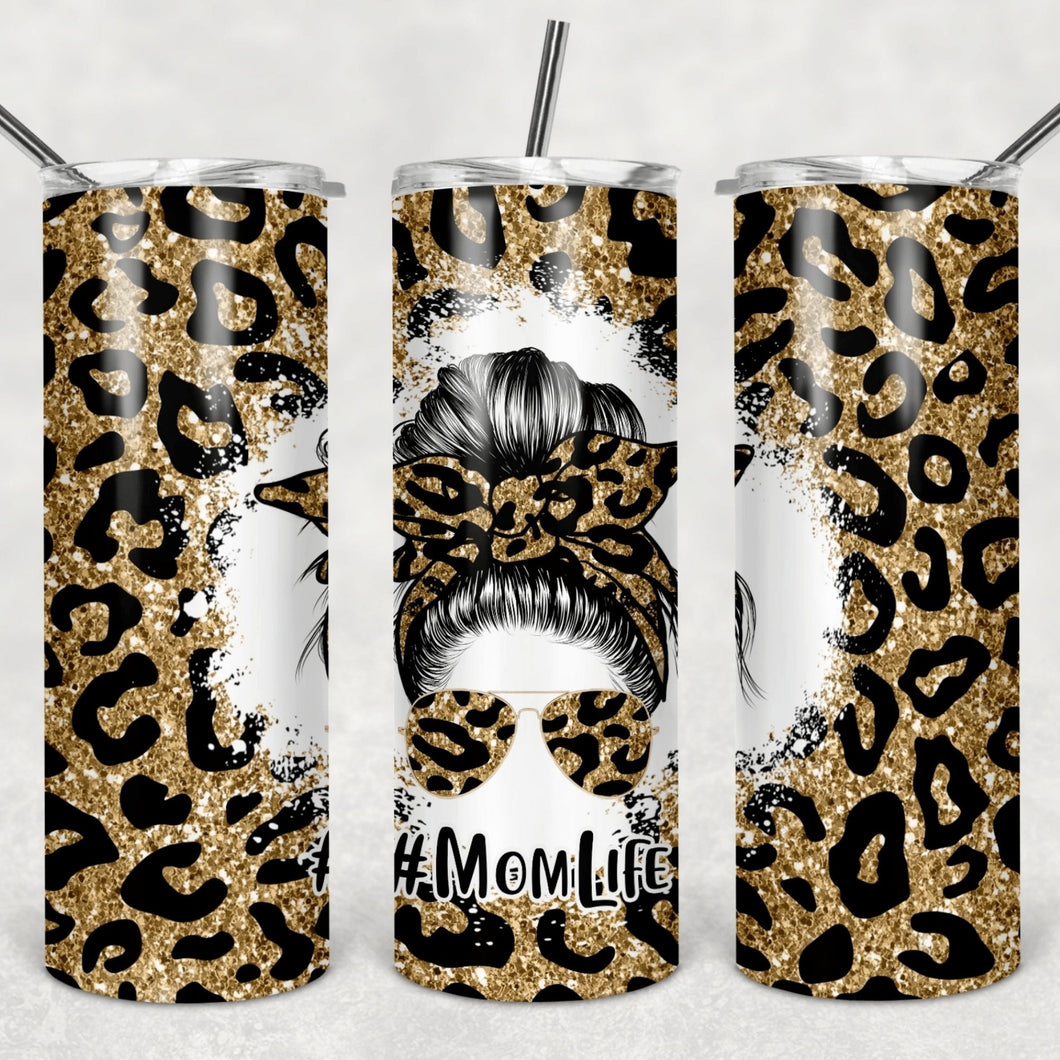 Mom Life Leopard Print Sublimation Tumbler Straight Skinny - Designodeal