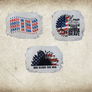 Patriotic 4th of July Frayed Sublimation Hat Patches - Designodeal