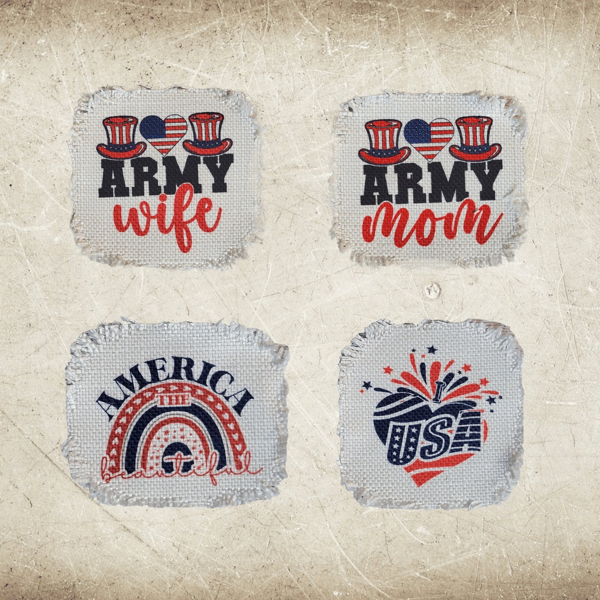 Patriotic Frayed Sublimation Hat Patches - Designodeal