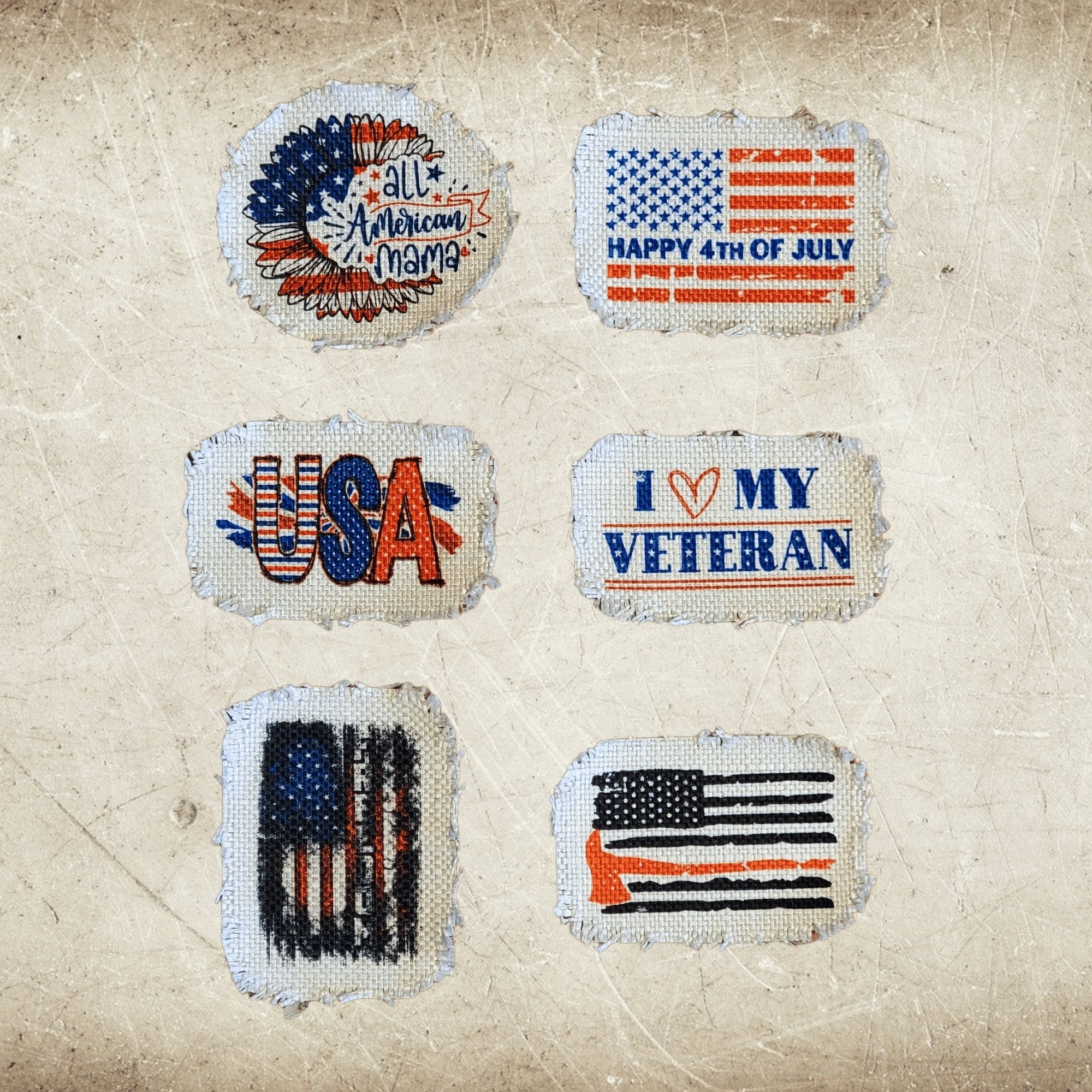 Patriotic Frayed Sublimation Hat Patches - Designodeal