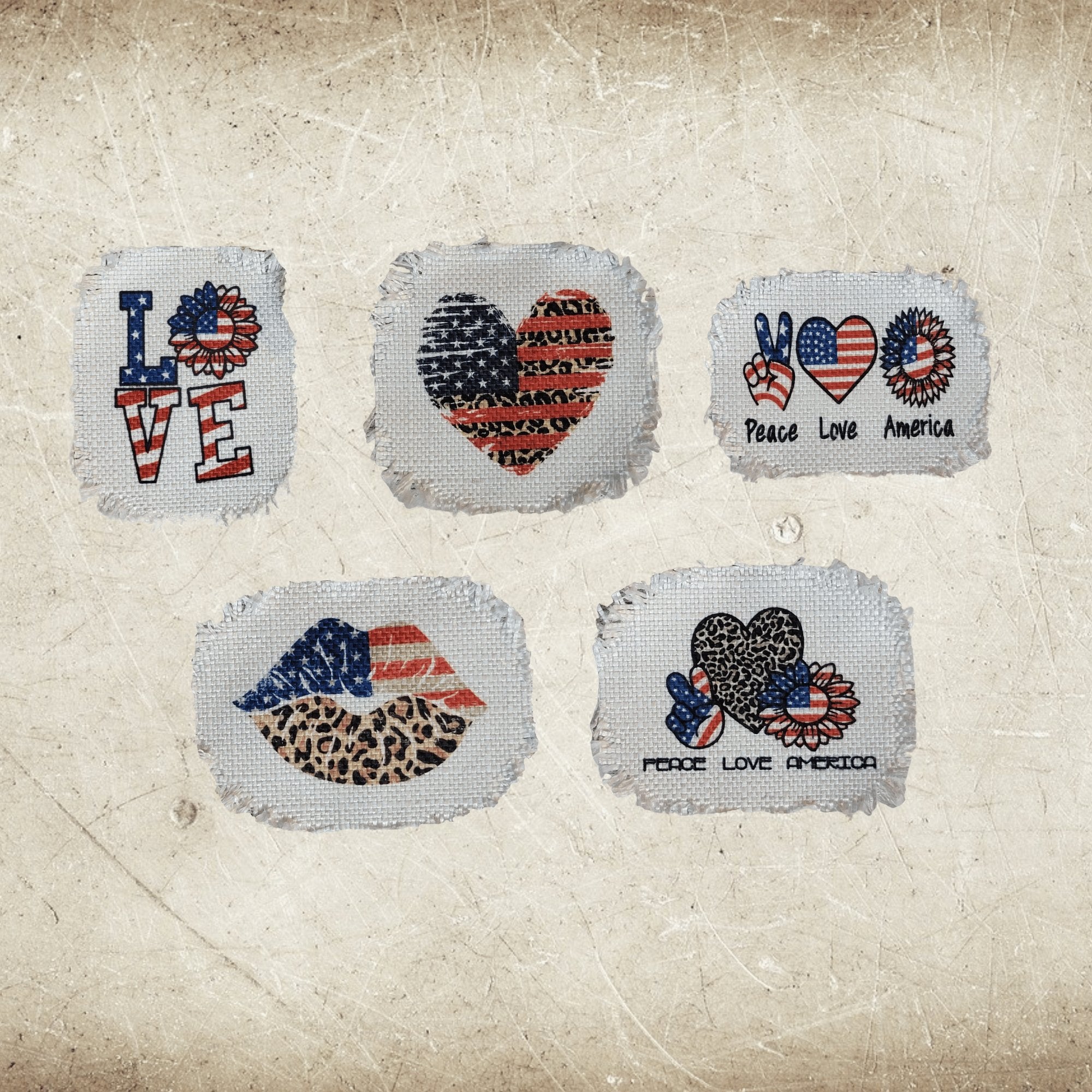 Patriotic Summer Frayed Sublimation Hat Patches - Designodeal