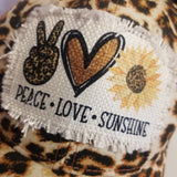 Peace Love Sunshine Ragged Patch Cheetah Print Hat - Designodeal