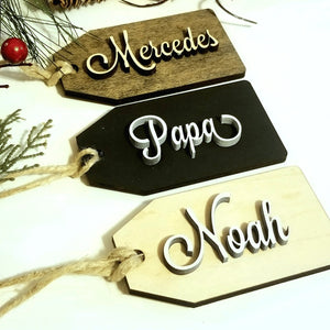 Personalized 2 Layered Christmas Stocking Name Tag or Gift Tag - Designodeal