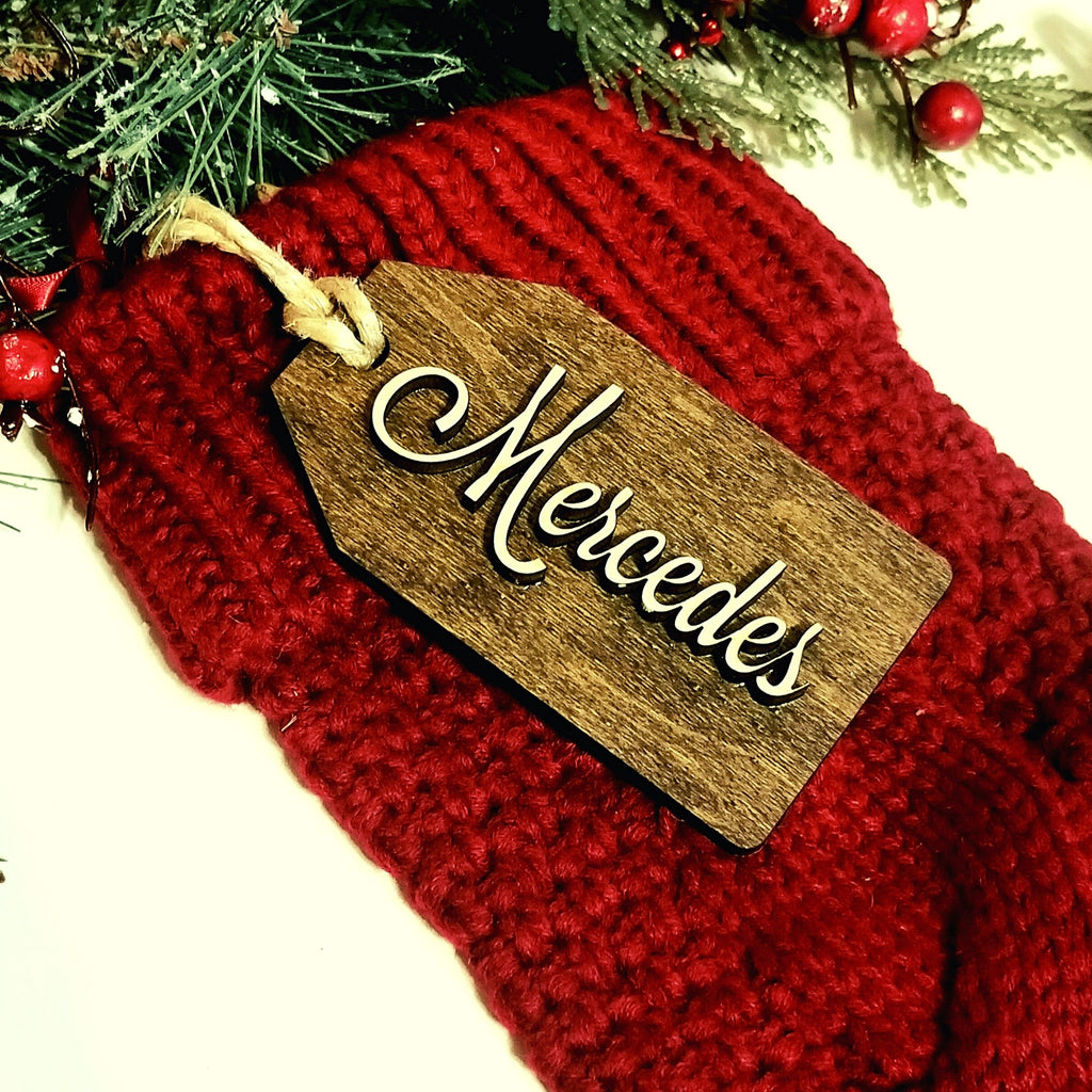 Personalized 2 Layered Christmas Stocking Name Tag or Gift Tag – Designodeal
