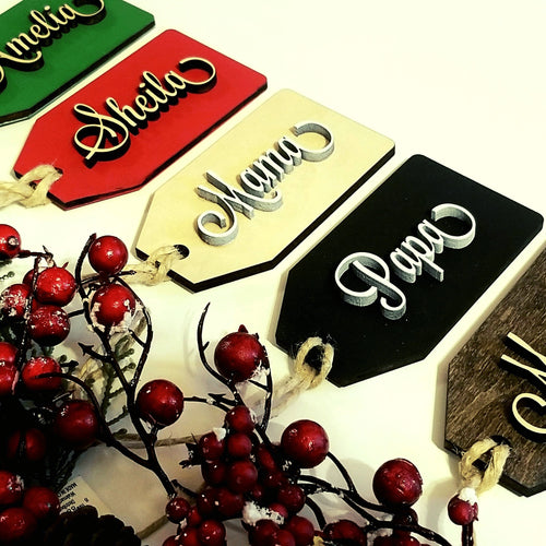 Personalized 2 Layered Christmas Stocking Name Tag or Gift Tag - Designodeal