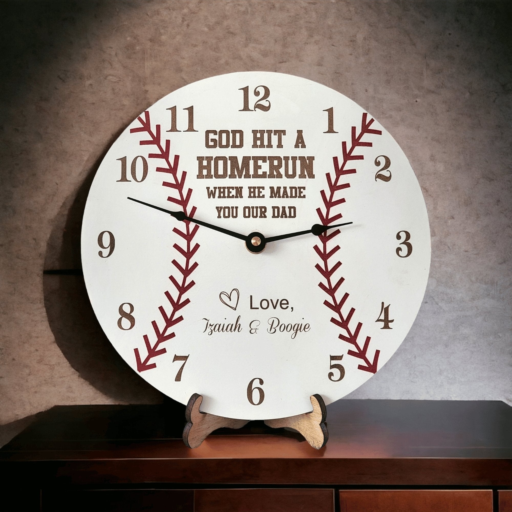 Personalized Baseball Styled Clock - God Hit a Homerun When He Made You Our Dad - Designodeal