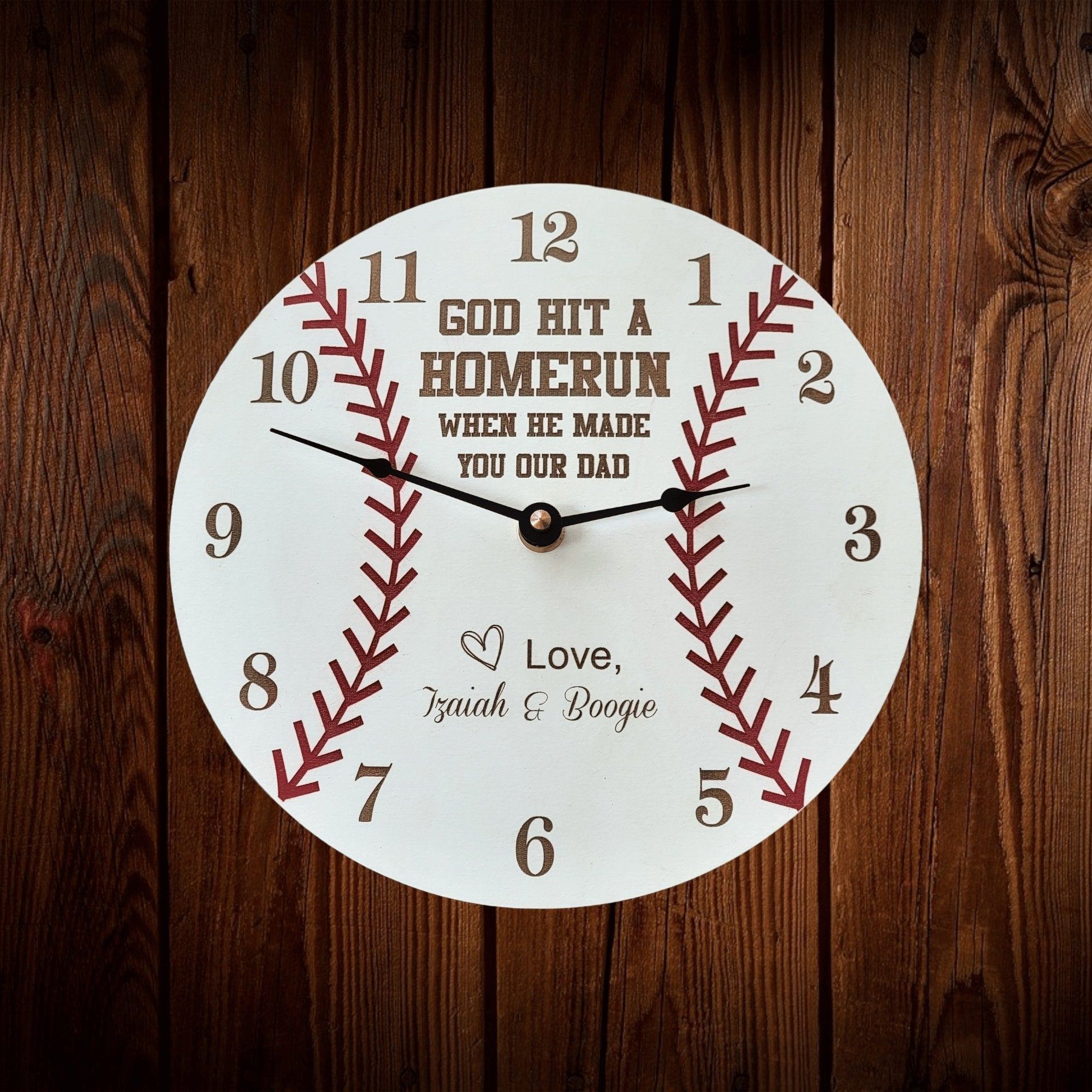 Personalized Baseball Styled Clock - God Hit a Homerun When He Made You Our Dad - Designodeal