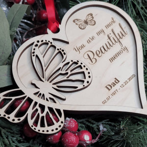 Personalized Butterfly Heart Memorial Ornament - Designodeal