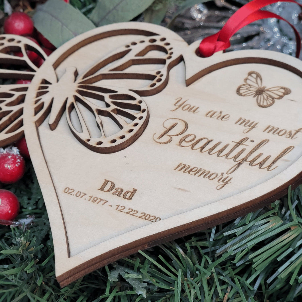 Personalized Butterfly Heart Memorial Ornament - Designodeal
