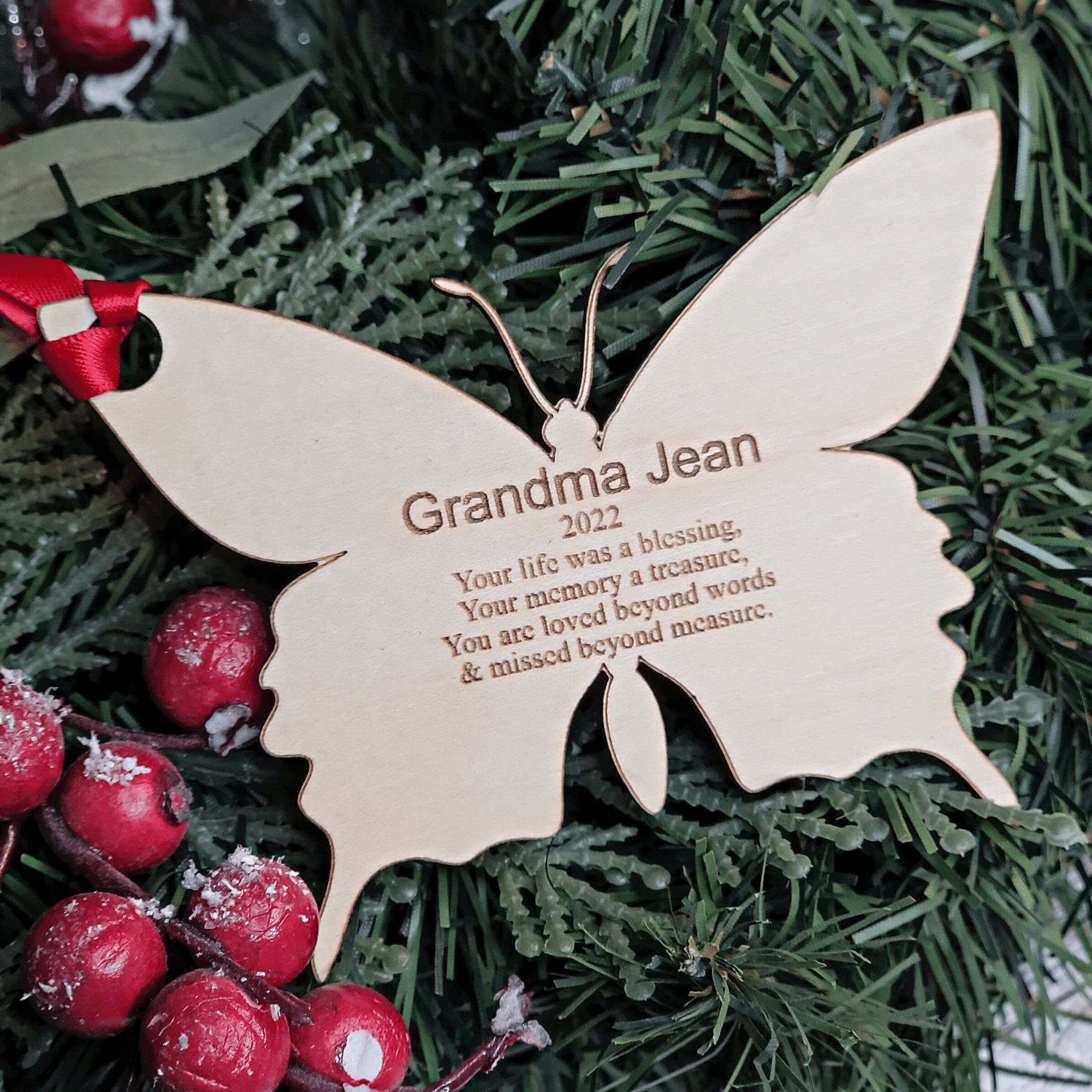 Personalized Butterfly Poem Memorial Ornament - Designodeal