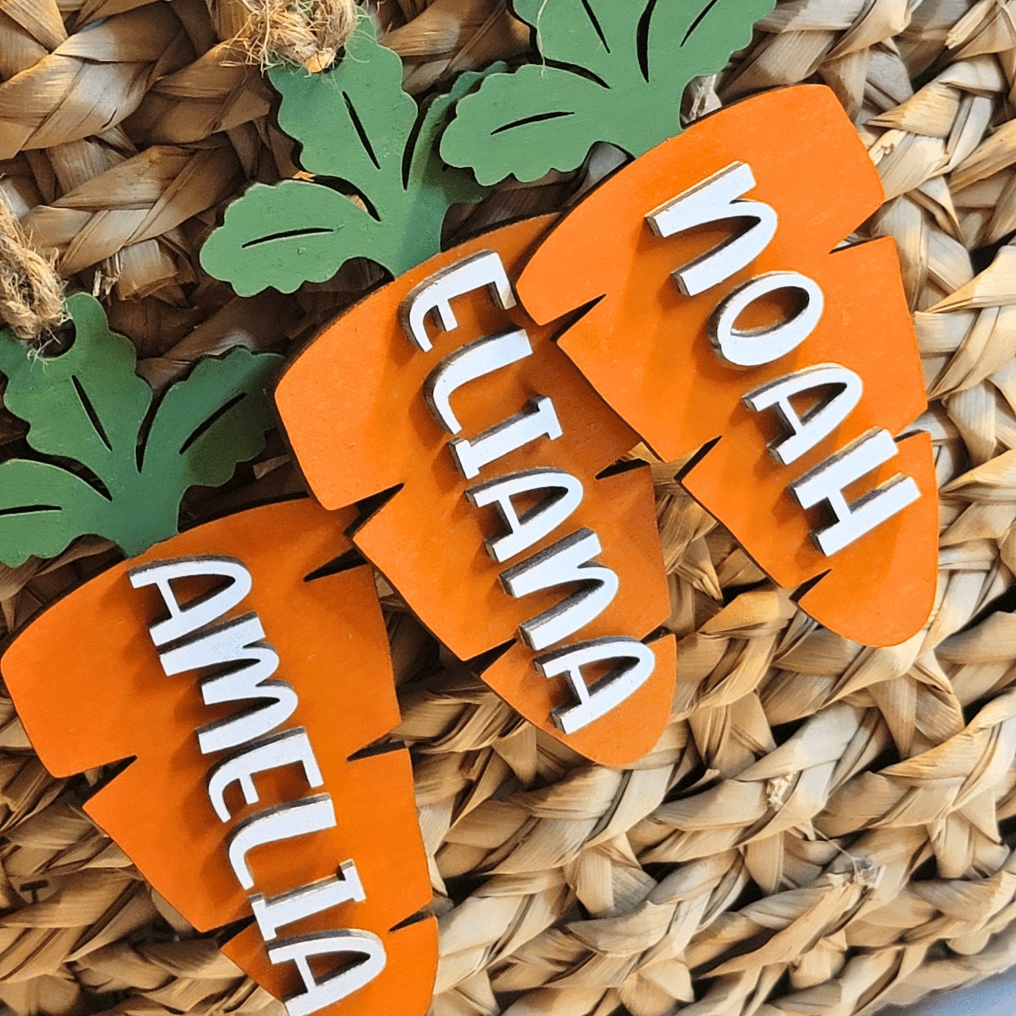 Personalized Carrot Shaped Easter Basket Name Tags - Designodeal