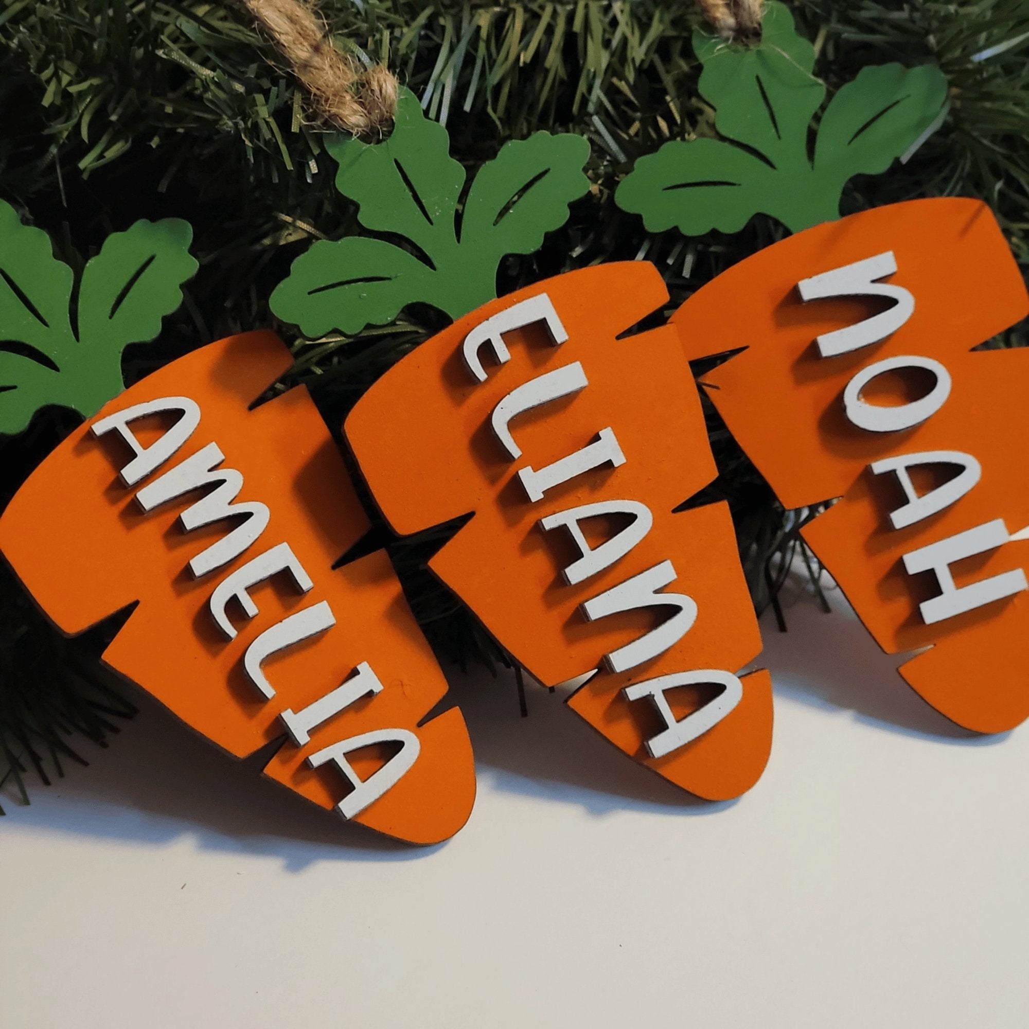 Personalized Carrot Shaped Easter Basket Name Tags - Designodeal