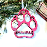 Personalized Cat Paw Print Christmas Ornament