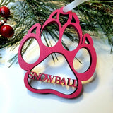 Personalized Cat Paw Print Christmas Ornament