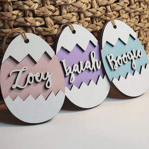Personalized Cracked Easter Egg Easter Basket Name Tags - Designodeal