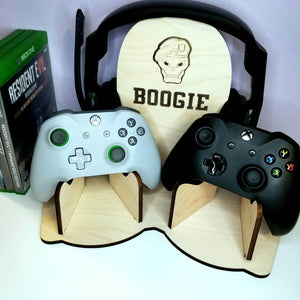 Personalized Double Controller and Headset Gaming Stand ~ PS4 PS5 XBOX - Designodeal