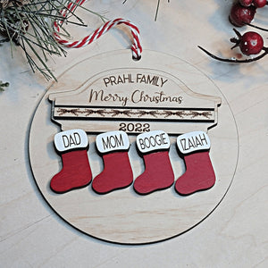 Personalized Family Christmas Stockings On the Mantle Ornament - Designodeal