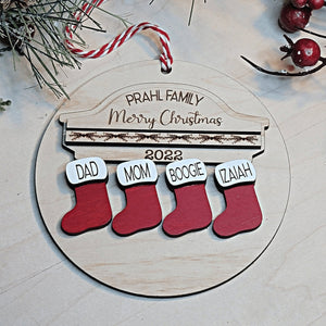 Personalized Family Christmas Stockings On the Mantle Ornament - Designodeal