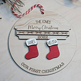 Personalized Family Christmas Stockings On the Mantle Ornament - Designodeal