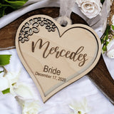 Personalized Floral Heart Wedding Hanger Tags 2 Layer - Designodeal