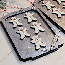 Load image into Gallery viewer, Personalized Gingerbread Family &amp; Pets Cookie Tray Christmas Ornament - Designodeal
