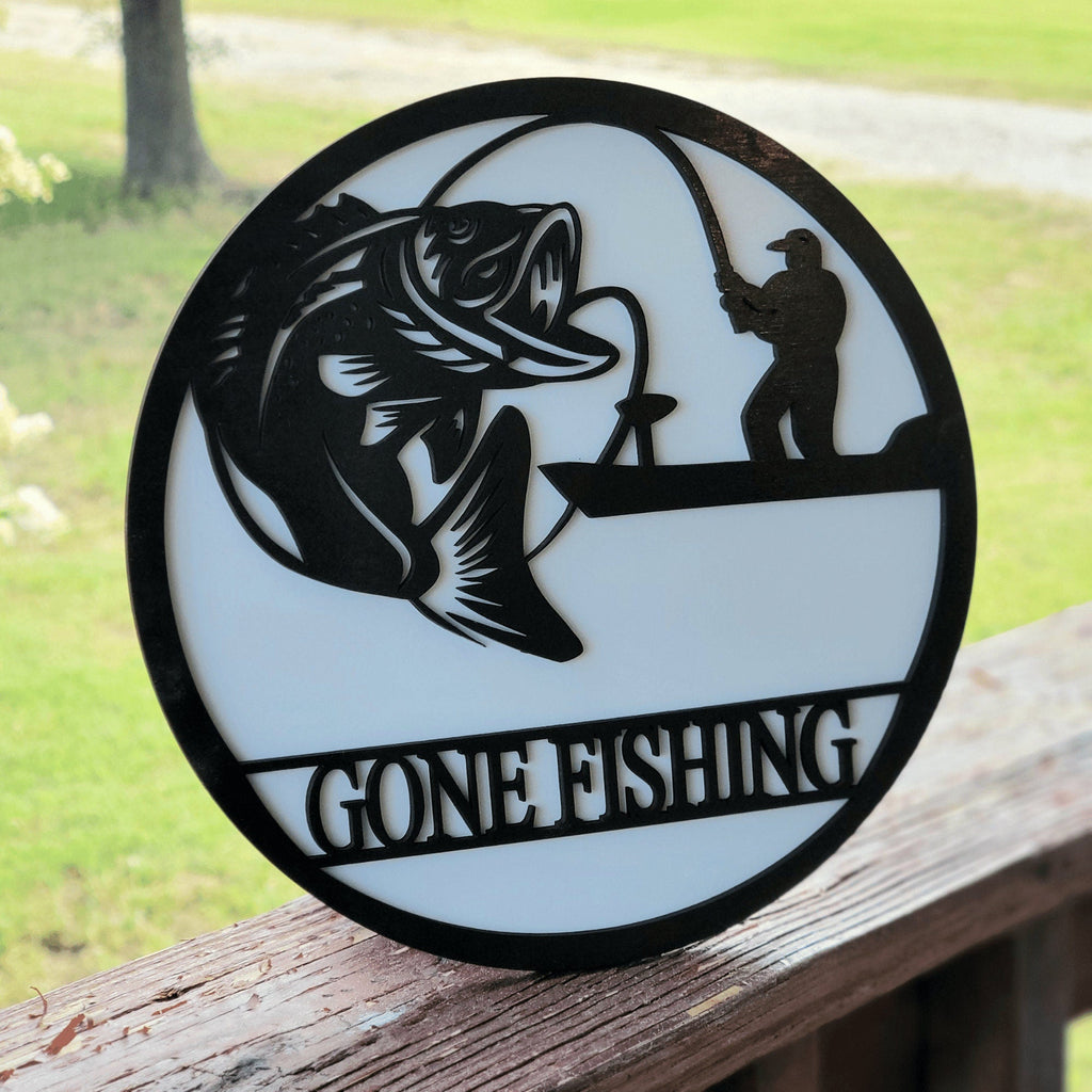 Fake Fish Sign Personalized Gone Fishing Sign – Designodeal
