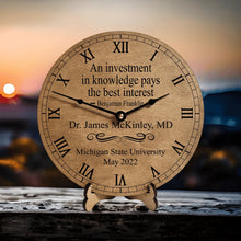 Load image into Gallery viewer, Personalized Graduation Clock - An Investment in Knowledge - Designodeal
