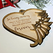 Load image into Gallery viewer, Personalized In Loving Memory Memorial Ornament ~ 2 Layered Angel Wings - Designodeal
