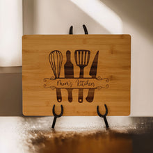 Load image into Gallery viewer, Personalized Kitchen Cutting Board with Engraved Utensils - Designodeal
