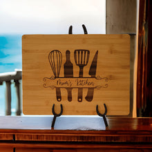 Load image into Gallery viewer, Personalized Kitchen Cutting Board with Engraved Utensils - Designodeal
