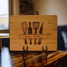 Load image into Gallery viewer, Personalized Kitchen Cutting Board with Engraved Utensils - Designodeal
