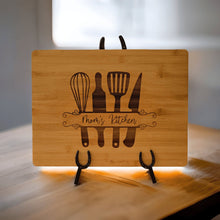 Load image into Gallery viewer, Personalized Kitchen Cutting Board with Engraved Utensils - Designodeal
