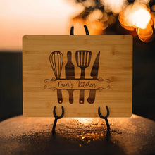Load image into Gallery viewer, Personalized Kitchen Cutting Board with Engraved Utensils - Designodeal
