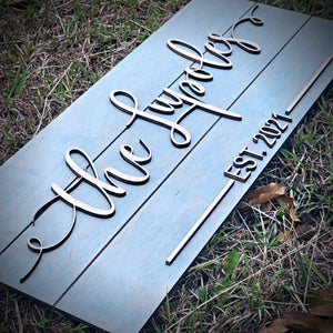 Personalized Last Name Family Established Pallet Wood Sign - Designodeal