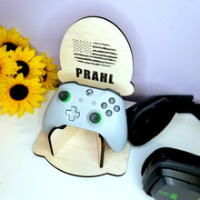 Load image into Gallery viewer, Personalized Maple Wood Gaming Controller &amp; Headset Stand ~ PS4 PS5 XBOX - Designodeal
