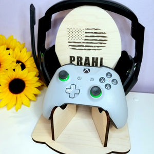 Personalized Maple Wood Gaming Controller & Headset Stand ~ PS4 PS5 XBOX - Designodeal
