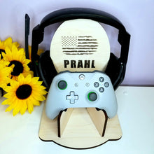 Load image into Gallery viewer, Personalized Maple Wood Gaming Controller &amp; Headset Stand ~ PS4 PS5 XBOX - Designodeal
