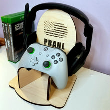 Load image into Gallery viewer, Personalized Maple Wood Gaming Controller &amp; Headset Stand ~ PS4 PS5 XBOX - Designodeal
