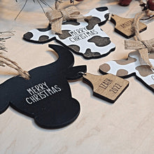 Load image into Gallery viewer, Personalized Merry Christmas Cow and Bull with Ear Tags Christmas Ornament - Designodeal
